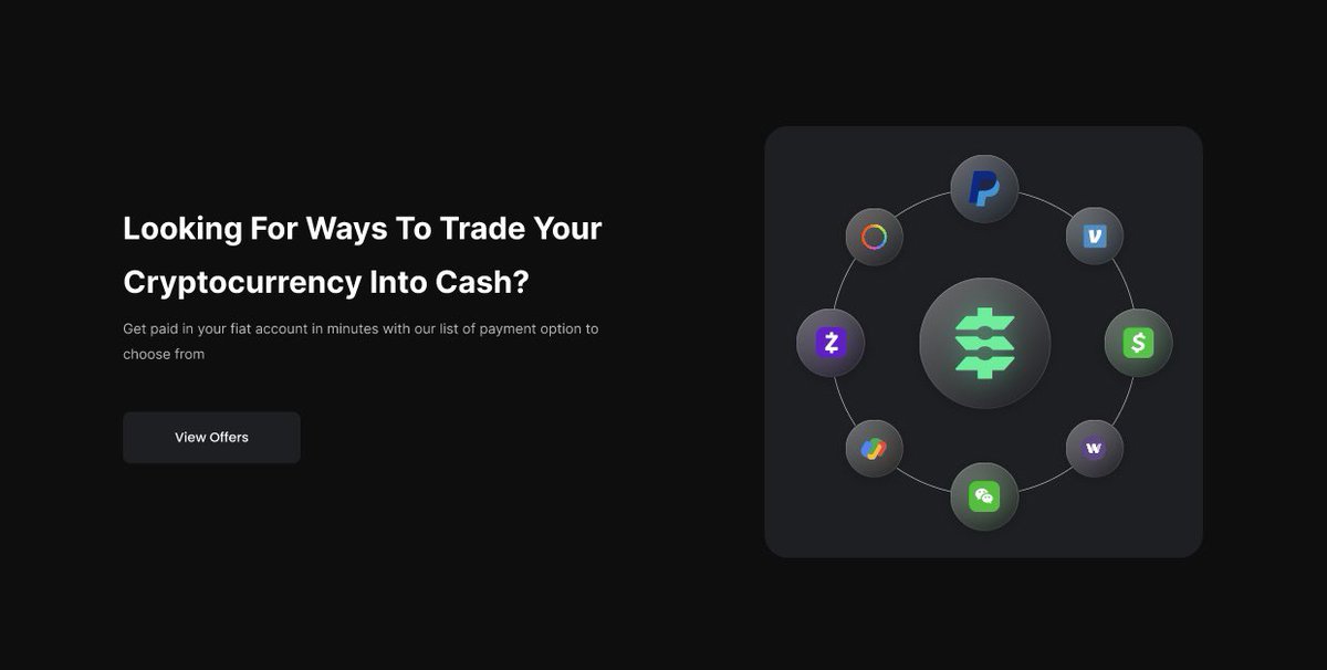 Cash out your crypto using our decentralized P2P marketplace simply by connecting your wallet to our D’app...
Payment methods include  Cashapp, Venmo, Zelle and more 

#Solana #solanacash #P2P #Crypto #fiat