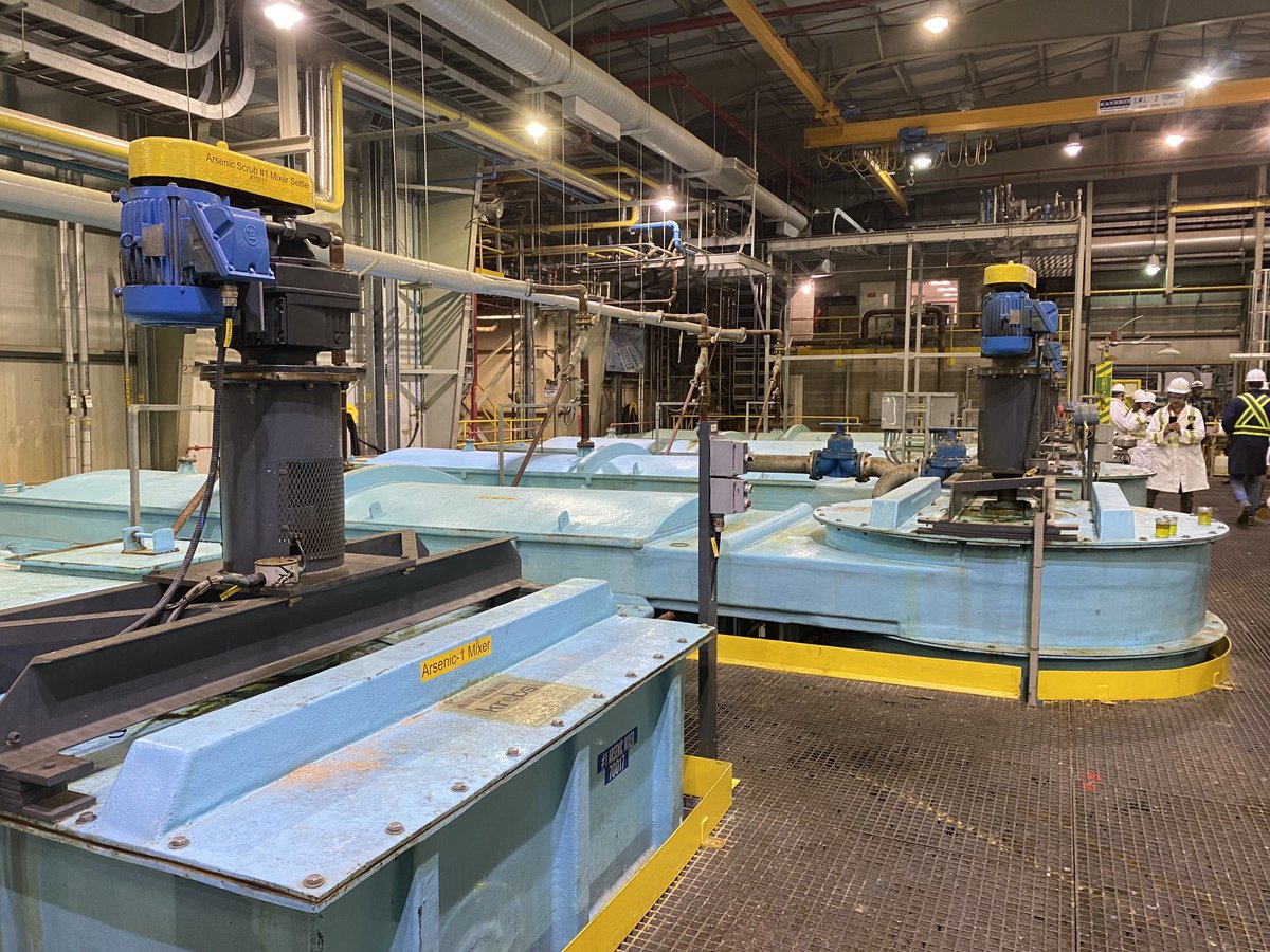 SaskMiningAssoc's tweet photo. Day 3 #SMAGeoventure2022: ⁦@oranocanada⁩ McClean Lake Mill-After #Clarification circuit is #SolventExtraction where U is concentrated; #Precipitated; #Calcined; &amp; #Packaged in labelled drums 🛢&amp; trucked to Ontario for refining #NuclearFuel ⁦@opg⁩ ⁦@Bruce_Power⁩ https://t.co/SQcoeirPxT
