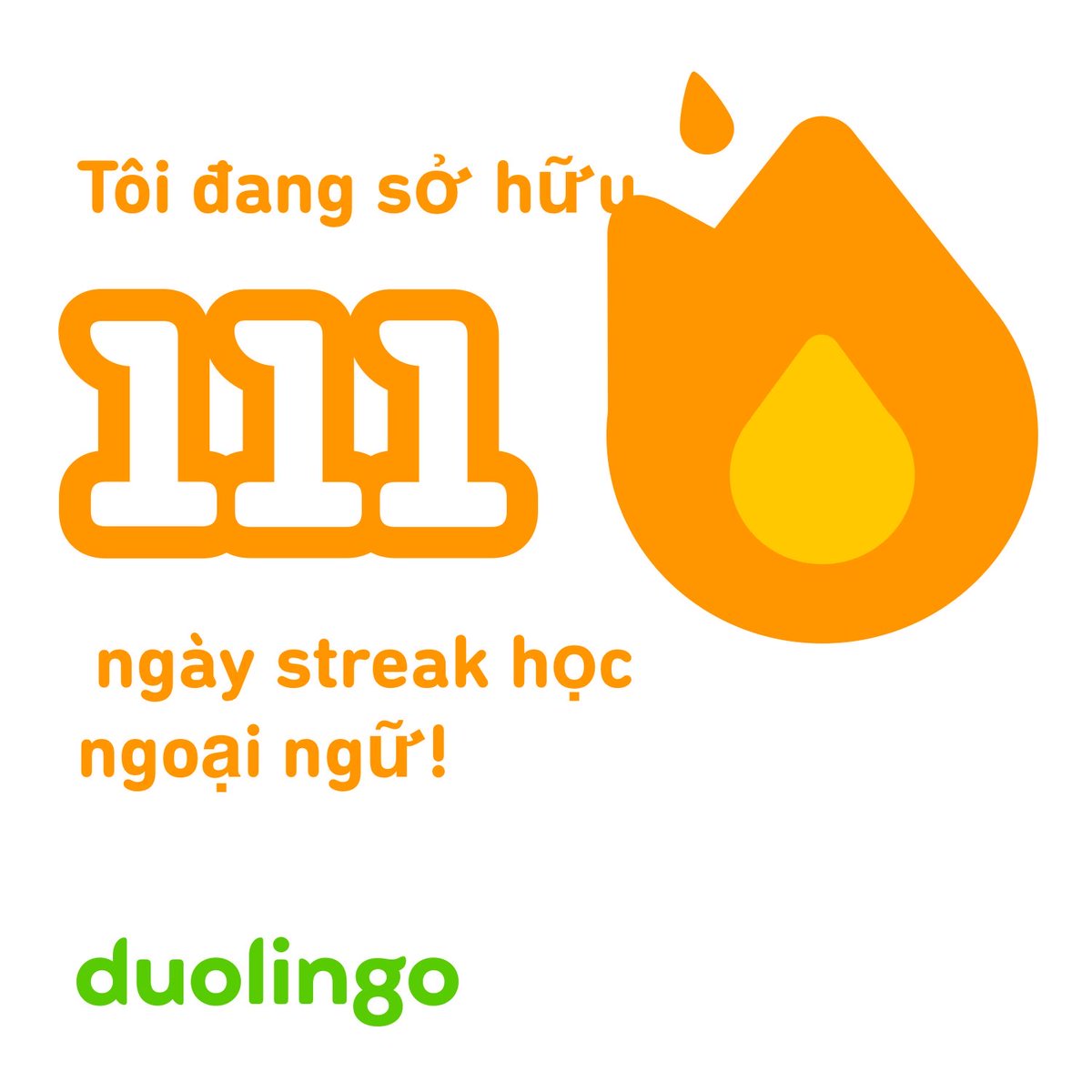 DThang1990's tweet photo. Mình đang có chuỗi 111 ngày streak học Tiếng Anh và không hề có ý định dừng lại 🔥 Tham gia Duolingo cùng mình nhé? https://t.co/YrEWgnGclV