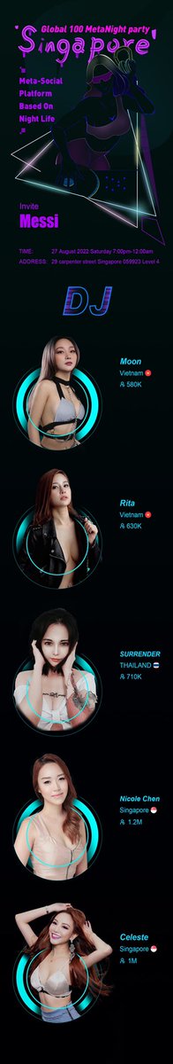 MetaNight_party's tweet photo. 🔥4 days until we all meet at #Global 100 MetaNight party🔥
Our great DJ are all ready
are u ready to join with us?
let's get the party startin!🚀🚀🚀
FOLLOW @MetaNight2022
stay tunned,you dont's want to miss this🥳🥳🥳
#MetaNight #NFTcommunity #DJ #party #Singapore https://t.co/2mcaJ2oZc1