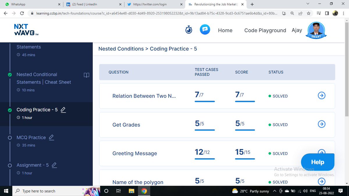Adepuajay7386's tweet photo. #day69 successfully completed #pythoncoding #nestedconditions #practice-5 #nxtwave #ibhubs #myccbphour #mylearningprogress #sashankgujjula #rahulattuluri #pythondeveloper https://t.co/jVTDjN0fAR