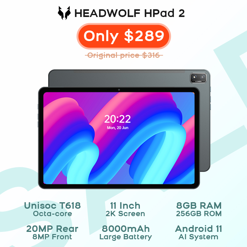 headwolfglobal's tweet photo. HEADWOLF's latest Hpad2 tablet🔥
Get OFF 5% discount code now:HEADWOLF5
Is the most cost-effective high-performance tablet.
💪Unisoc T618 Octa-core/11″ 2K Screen/8G RAM+256G ROM/8MP Front+20MP Rear/18W Fast Charge/7850mAh
🛒 free shipping👉:https://t.co/eaJ2DKU29K https://t.co/j8FHbJqEZY
