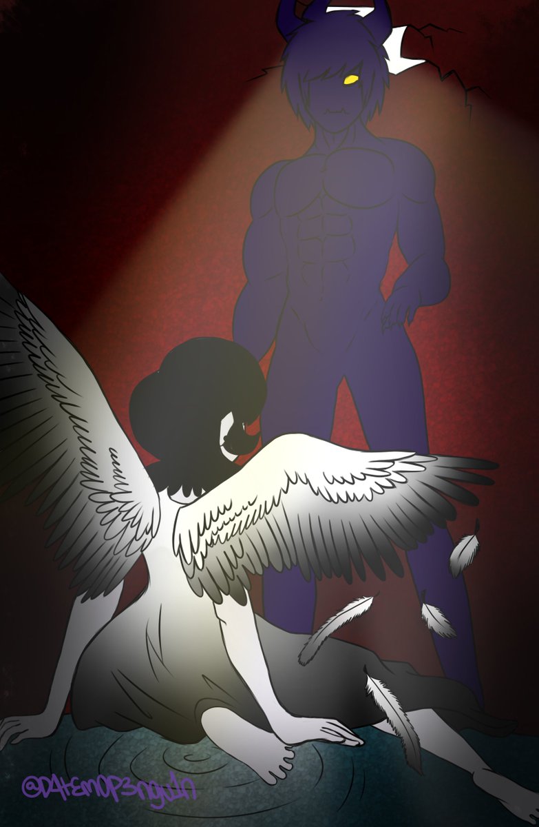 D4t3m0P3ngu1n's tweet photo. The fallen angel and her demon prince.
A lil drawing based off of Shawn's dream in an RP session.
#tankmen #tankman #tanksona #tankmenoc #tankmanoc #NewGrounds #originalart #originalcharacter #ArtistOfTheSummer #DigitalArtist https://t.co/f7aA8ZgWjf