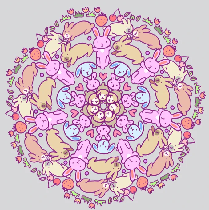 線対称定規楽しいよね うさ魔法陣描いた うさを召喚 