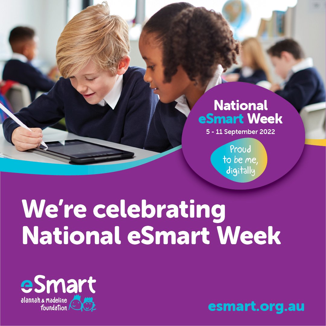 National eSmart Week : 5-11 SEP
Did you know that all government, catholic and independent schools across Victoria have FREE access to the <a href="/eSmart_AMF/">eSmart</a> programs.

esmart.org.au/events/nationa… 

In this digital world now is more important than ever to be digitally literate.
