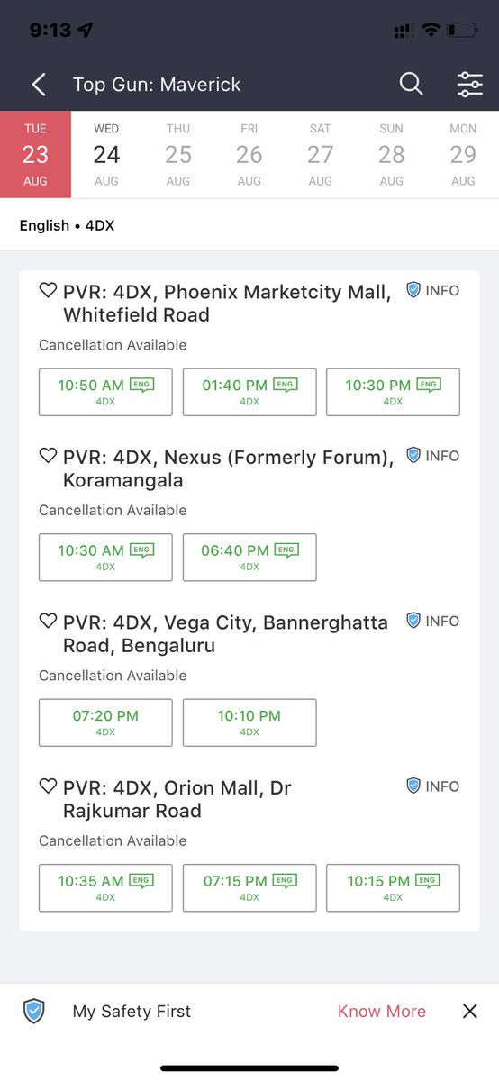 vijaywest's tweet photo. #13thWeek @TopGunMovie #Bangalore @_PVRCinemas @ParamountPics @Viacom18Studios https://t.co/yniyxXLHd9