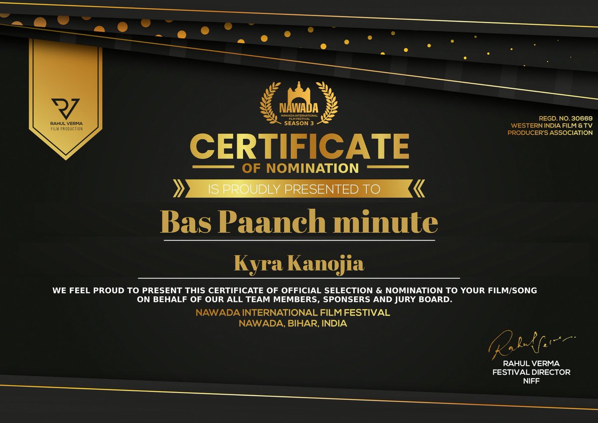 KyrascopeTV's tweet photo. thank you @NIFF2020india #Bas5Minute #shortfilm @FilmFreeway https://t.co/X9URv87HOX