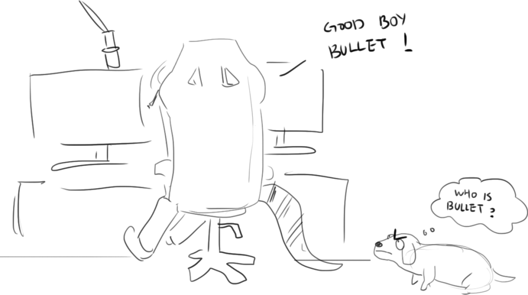 something scribble during Blair Witch stream from selen....and dragoon volunteer to take place for Bullet the dog 