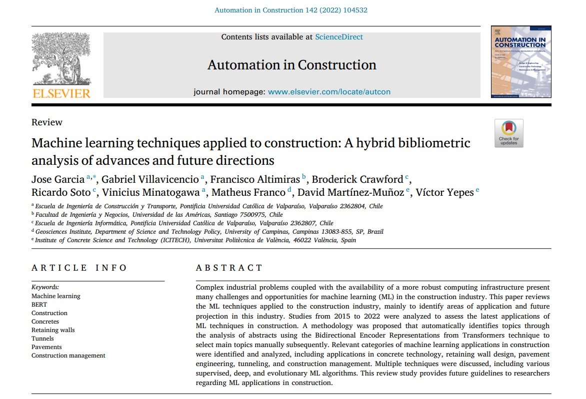 vyepesp's tweet photo. Es un placer compartir nuestro último artículo publicado. Descarga gratuita.

Machine learning aplicado a la construcción: Un análisis de los avances científicos y del futuro próximo – El blog de Víctor Yepes https://t.co/IDz5bDWQ8f https://t.co/sOuyuE0TFY