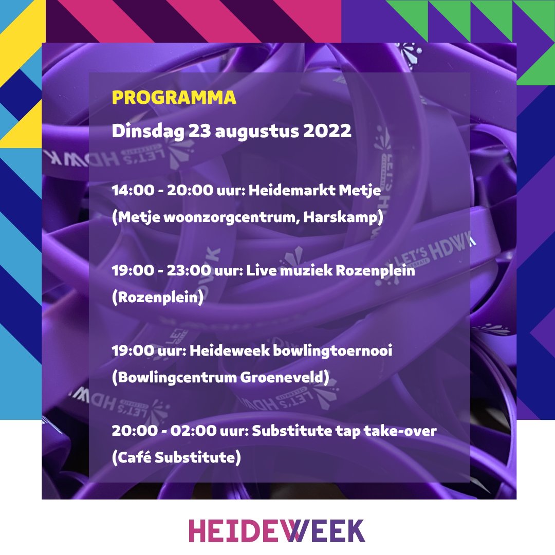 Wat een prachtige dag vandaag! Hierbij ons dagprogramma van dinsdag. Fijne dag! 💜
