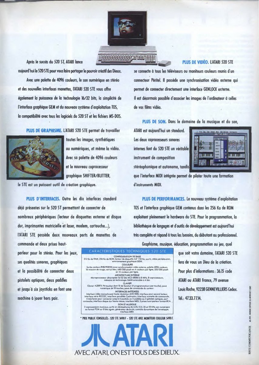 TakodanTweets's tweet photo. 1989 French three page advert for the #Atari520STE https://t.co/UGSZUlr6ck