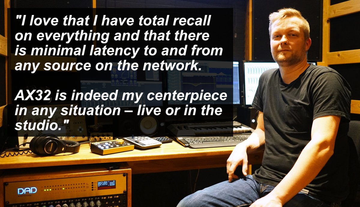 DigitalAudioDK's tweet photo. Frederik Rosekjær is equally happy to do sound engineering on live concerts, broadcast or in his own studio. And one piece of gear that follows him everywhere is his AX32! 😎👌
Full Story: https://t.co/wPyKaeFOcb
 #digitalaudiodenmark #proaudio #dadax32 #dantespokenhere #mombydad https://t.co/YMlHsq6YqI