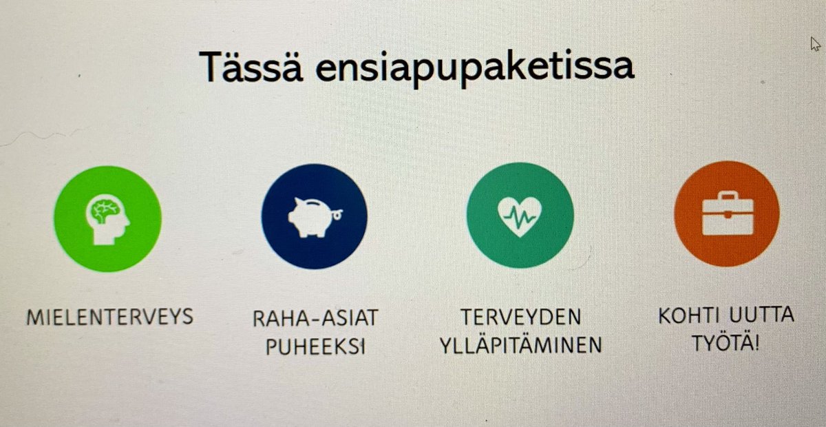 Tänään julkaistiin Työttömän ensiapupaketti yhteistyössä Tatsin, <a href="/mielenterveys/">MIELI Suomen Mielenterveys ry</a> <a href="/tyottomat/">Työttömien Keskusjär</a> &amp; <a href="/takuusaatio/">Takuusäätiö</a>. Materiaalit löytyvät täältä: tatsi.fi/ensiapu/