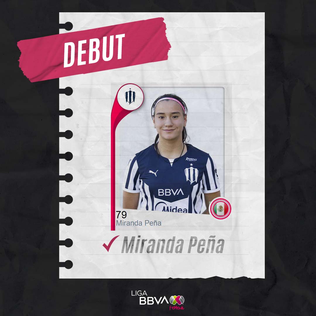 LigaBBVAFemenil's tweet photo. SU DEBUT 🤩

Esta noche, Miranda Peña, y Ashley Valero debutaron en la Liga BBVA MX Femenil con @Rayadas en esta J8. 

Ambas jugadoras suman participación en la Sub18, y el día de hoy tuvieron sus primeros minutos en el máximo circuito. 

 #VamosPorEllas👊🏼 https://t.co/38j12InDmE