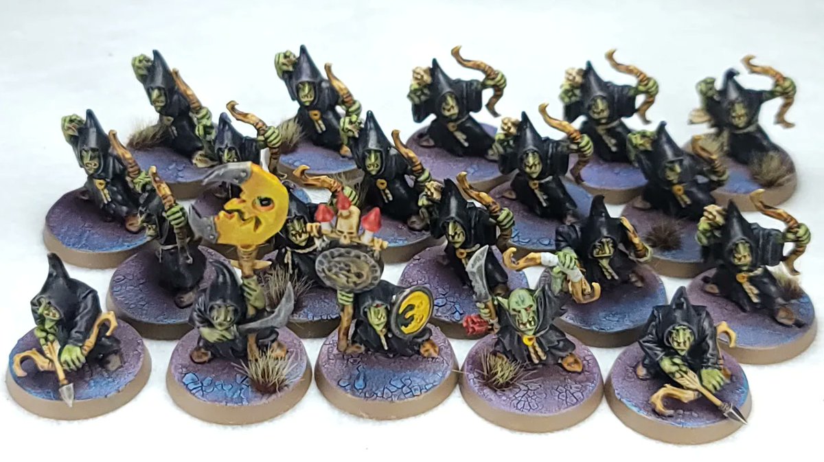EthanHandwork's tweet photo. Painted 19 Shootas for my collection. I want another 20 but I think it'll be a while before i get around to them. Got 10 random grots and 5 shamans left.
#gloomspitegitz #shootas #grots #moonclan #paintingwarhammer #warmongers #warhammercommunity #warhammer #ageofsigmar https://t.co/7QvTzffrm3