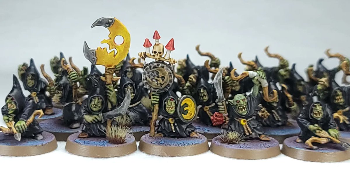 EthanHandwork's tweet photo. Painted 19 Shootas for my collection. I want another 20 but I think it'll be a while before i get around to them. Got 10 random grots and 5 shamans left.
#gloomspitegitz #shootas #grots #moonclan #paintingwarhammer #warmongers #warhammercommunity #warhammer #ageofsigmar https://t.co/7QvTzffrm3