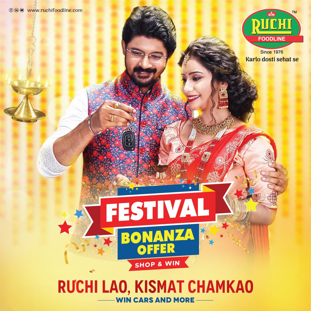 Ruchifoodline's tweet photo. Buy Ruchi spices and shine the fortune.....The much-awaited Ruchi Festival Bonanza offer has started .Find the "winning Code" inside the Ruchi packet and SMS "winning code" to 7231006006 to participate in the Festival Bonanza offer and Get a chance to win lots of exciting prizes. https://t.co/WMKtEoUBqd