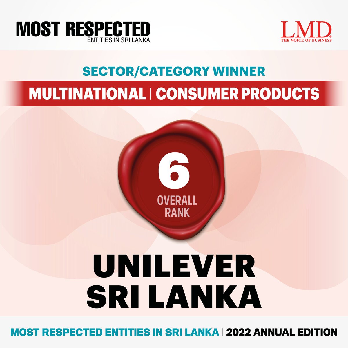 LMD_media's tweet photo. SECTOR/CATEGORY WINNERS – Sri Lanka’s Most Respected Entities for 2022
@Unilever
#MostRespectedBySector #MostRespectedEntitiesInSriLanka #MostRespectedEntities #MostRespectedSriLanka #MostRespected #MostRespected2022 #LMD #SriLankanEntities #Multinational #consumerproducts https://t.co/brfsyc3KKK