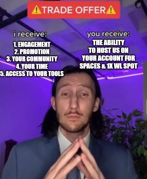 MorganStoneee's tweet photo. NFT Collab Managers be like https://t.co/8r6790t7RT