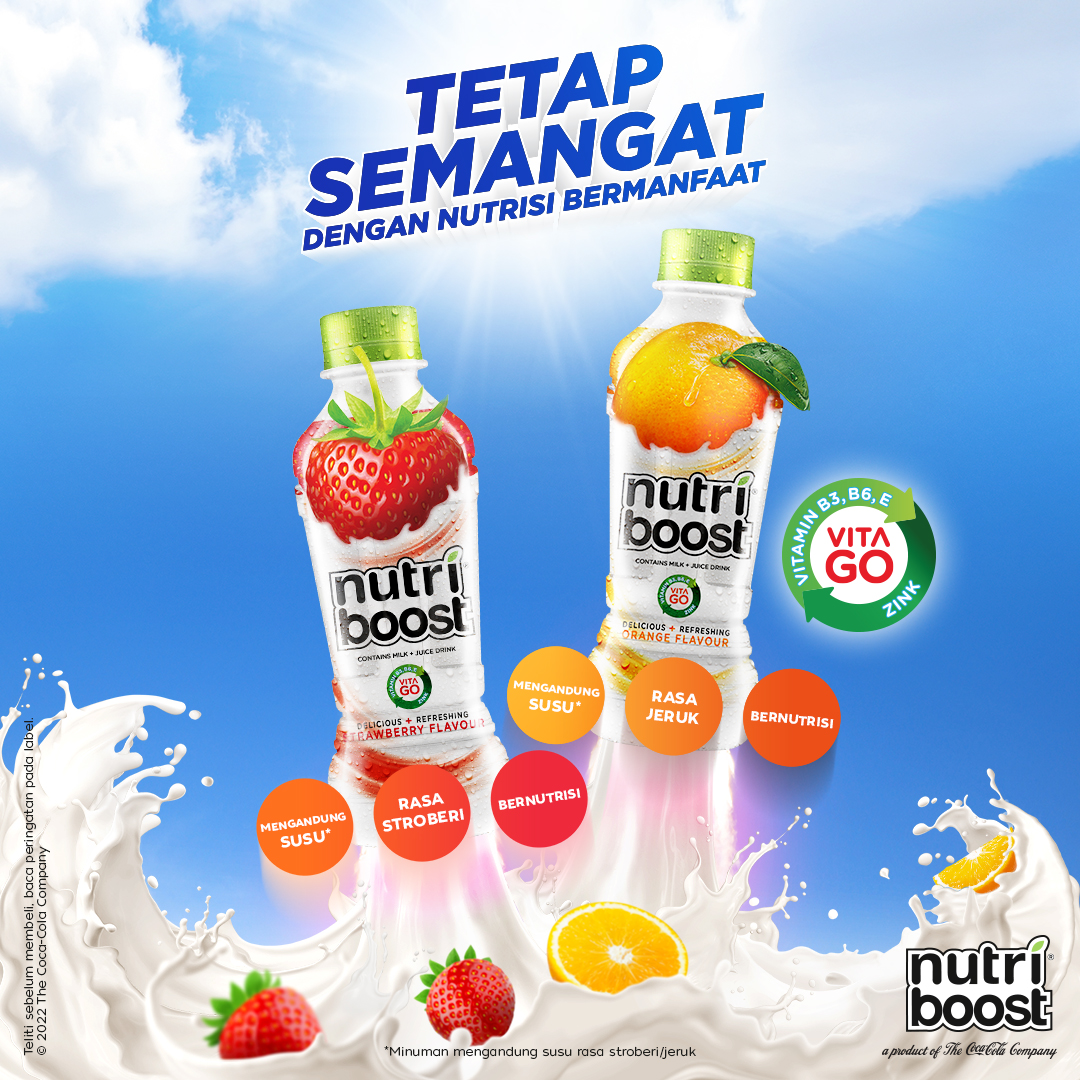 Cara enak bikin #TetapSemangat?Cobain Nutriboost Stroberi &amp; Jeruk yang lezat dan bernutrisi.