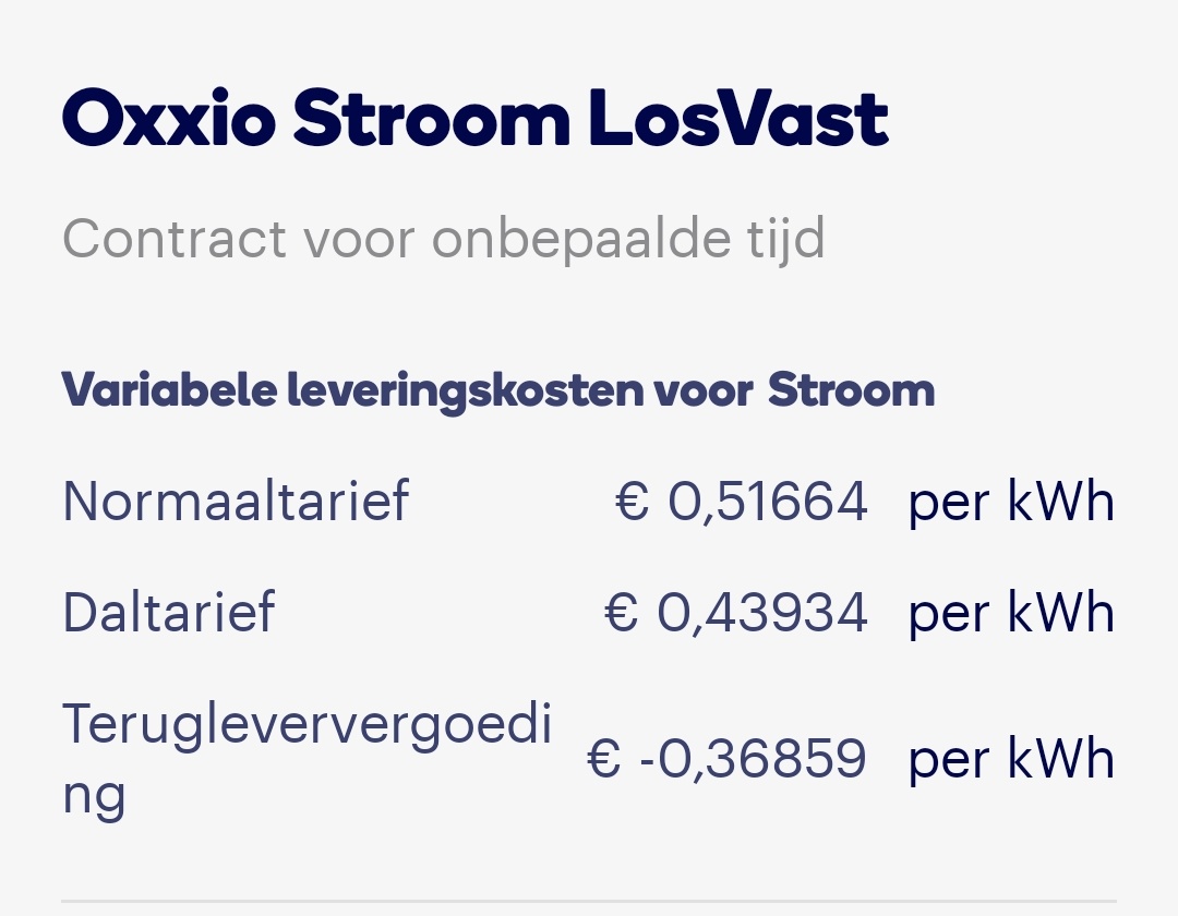 vinfoto's tweet photo. @locuta Losvast bij oxxio staat nu op 0,36 per kwh voor teruglevering https://t.co/eLfdfU65pO