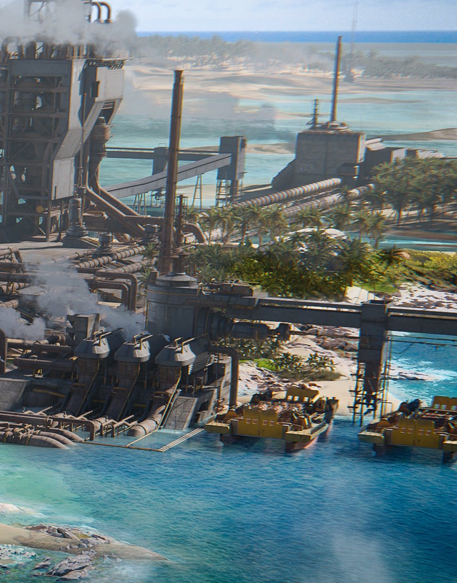 “Paradise Lost” tropical industrial scenes always looks so cool, using the Industrial Zone #3dasset kit I made with #bigmediumsmall <a href="/jamajurabaev1/">Jama Jurabaev</a> #3dcharacter #unrealengine #ue5 #unrealasset #modeling #gamedev #lookdev #conceptart #realtime #kitbash #digitalart #environmentart