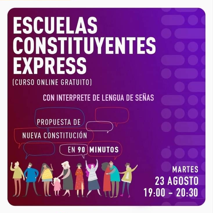 constituyo's tweet photo. 📢 HOY MARTES 23 a las 19:00 hrs. 
Te invitamos a resolver las dudas e inquietudes que tengas respecto a la #NuevaConstitución en esta Escuela Constituyente Express! 🏃‍♀️Inscríbete en el siguiente link 👇
https://t.co/I4KGx1dpNj https://t.co/yf9Uf1aUVF