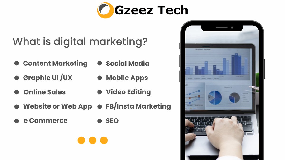 gz_tech's tweet photo. What is Digital Marketing?

1. Content Marketing
2. UI/UX Design
3. Online Sales
4. Website Development 
5. Web-Based Application
6. Mobile Apps Development
7. e-Commerce
8. Social Media Management (SMM)
9. Search Engine Optimization (SEO)
10. Facebook &amp; Instagram Marketing https://t.co/gYxxTwPnRq