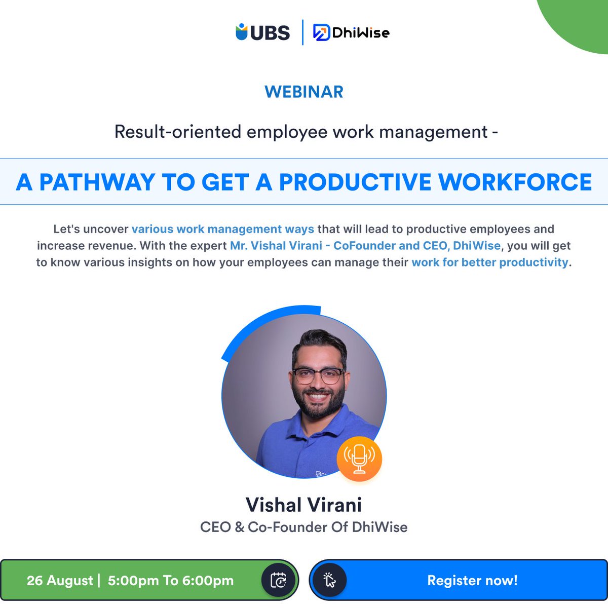 app_superworks's tweet photo. Topic: Result-oriented employee work management - A pathway to get a Productive workforce.

Date: 26th August 2022, 5:00 PM - 6:00 PM

Speaker: Mr. Vishal Virani.

Expert Talk. Register Now!!
https://t.co/KiAhSiHjCc

#employee #work #management #webinar #ubs #ubsapp https://t.co/K4ReXrsVBH