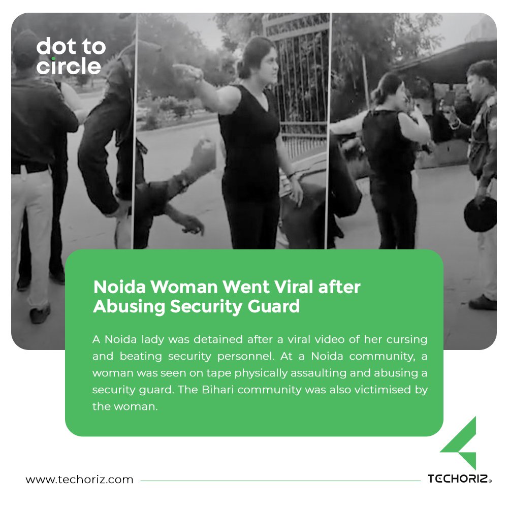 DottoCircle1's tweet photo. A Noida lady was detained after a viral video of her cursing and beating security personnel. At a Noida community, a woman was seen on tape physically assaulting and abusing a security guard. The Bihari community was also victimised by the woman.
.
.
#noida #bihar #woman https://t.co/C0srkmBIdR