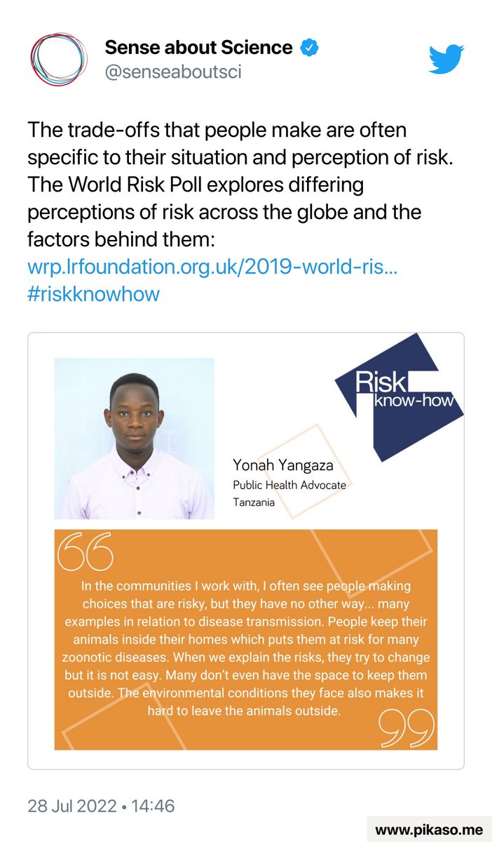 yangaza209's tweet image. Thank you @senseaboutsci
#Zonotic diseases 
wrp.lrfoundation.org.uk/2019-world-ris…
#Riskknowhow