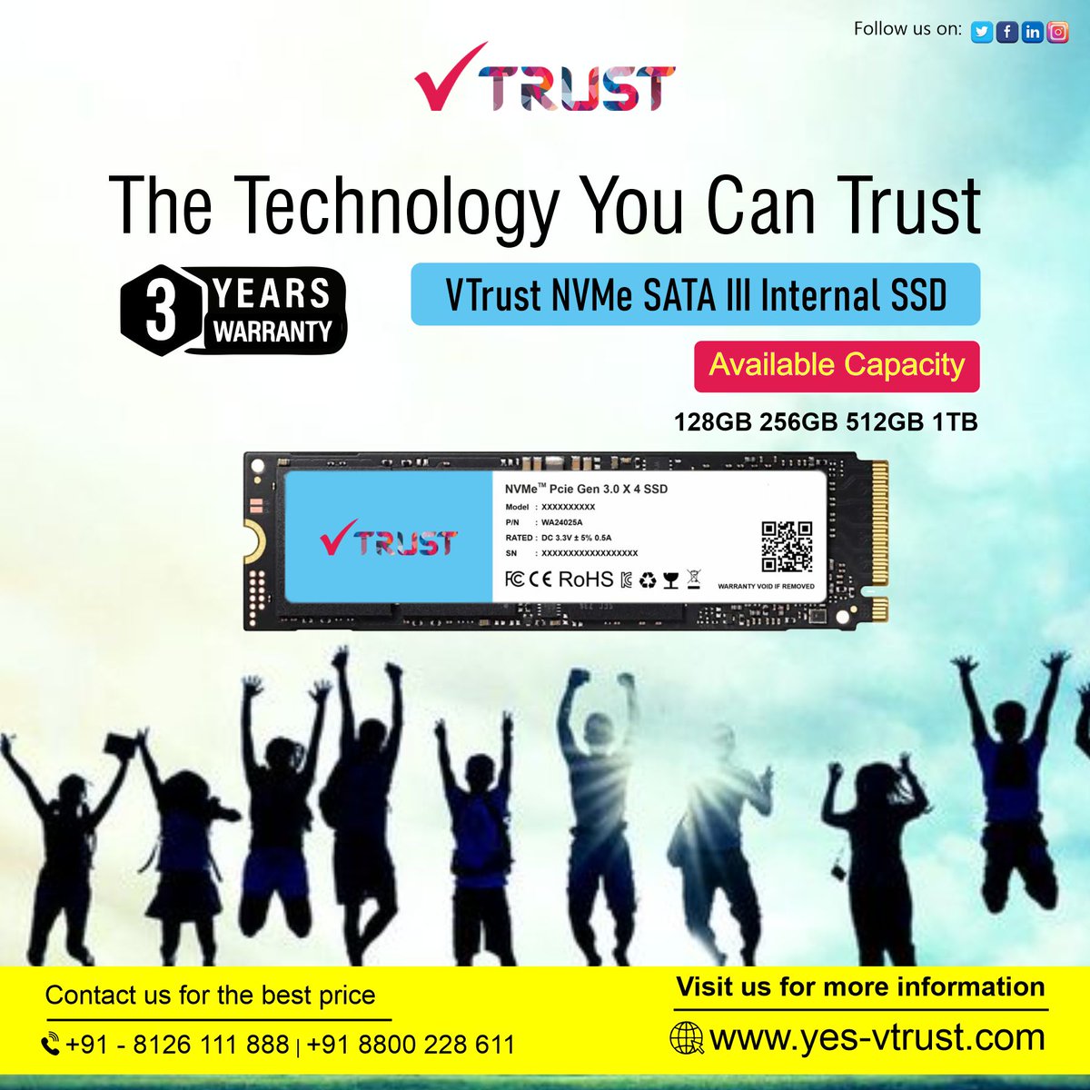 yes_VTrust's tweet photo. 𝑉𝑇𝑟𝑢𝑠𝑡 𝑁𝑉𝑀𝑒 𝑃𝑐𝑖𝑒 𝐺𝑒𝑛 3.0 𝑥 4 #𝑆𝑆𝐷
👉𝐴𝑣𝑎𝑖𝑙𝑎𝑏𝑙𝑒 𝐶𝑎𝑝𝑎𝑐𝑖𝑡𝑖𝑒𝑠:
128𝐺𝐵 | 256𝐺𝐵 | 512𝐺𝐵 | 1𝑇𝐵
For Enquiries
📱WhatsApp: https://t.co/j6U1so87v1
📞+918800228611
💻 https://t.co/M1nhCPtL44
#vtrust #ssd #manufacturer #dealership #NVMe #NVMeSSD https://t.co/imcDjngCWj
