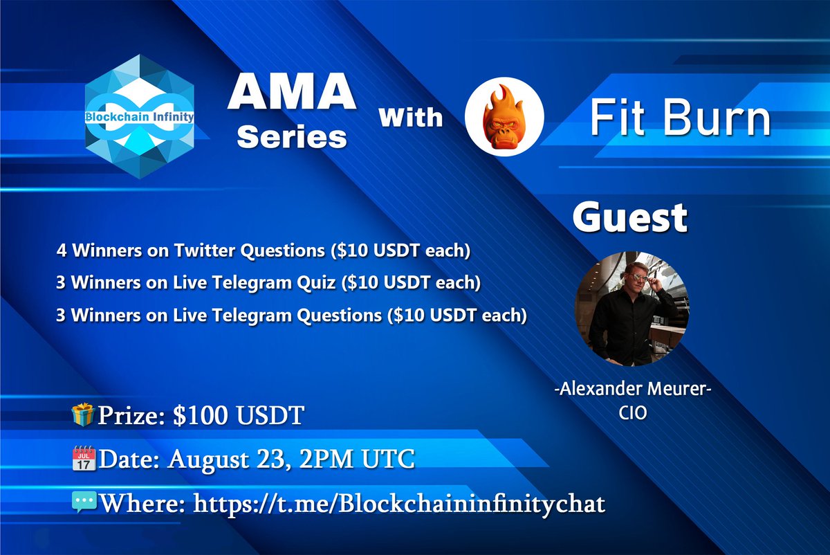 BlockchainInfi2's tweet photo. 💬 Blockchain Infinity is hosting an AMA with Fit Burn!

🎁 Rewards: $100 USDT
📆 Date and Time: August 23 (2PM UTC)

📝 Rules:
• Follow @Blockchaininfi2 and @fitburnio
• Like and retweet this post
• Post your question below and tag 3 friends
• 3 question only per person https://t.co/KrWKdrqRuJ