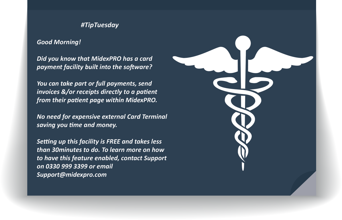 MidexPRO's tweet photo. #TipTuesday 

#practicemanagementsoftware #clinicalpractice #practicemanagers #cinican #privatepractice #features #paymentfeature #midexpro https://t.co/URssTdVluV