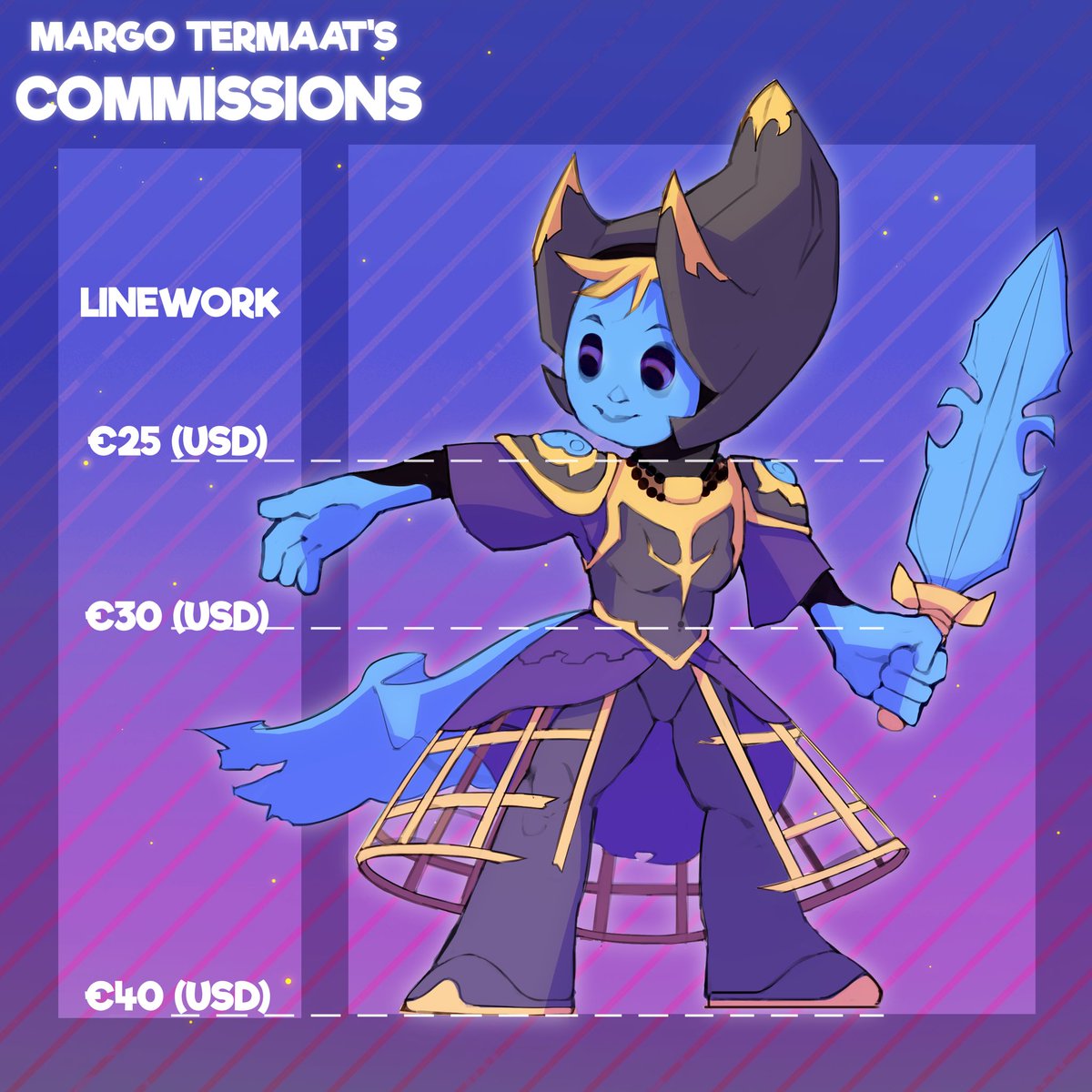 MargoTermaat's tweet photo. ✨COMMISSIONS OPEN!!!✨

DO: Oc’s, ships, slight gore/violence/blood, backgrounds (prices differ depending on scale/style.

DON’T: furry, fetish/NSFW, hate art, self harm. 

💰PAYMENT UP FRONT💶
(Via paypal or creditcard ) https://t.co/CpBDKF7nU5