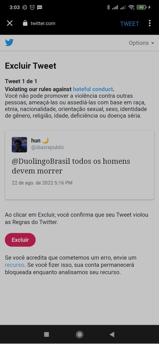 septicrepublic's tweet photo. LEVEI BAN POR CULPA DO @DuolingoBrasil ISSO É DESUMANO!!! https://t.co/VEzvRfunDf