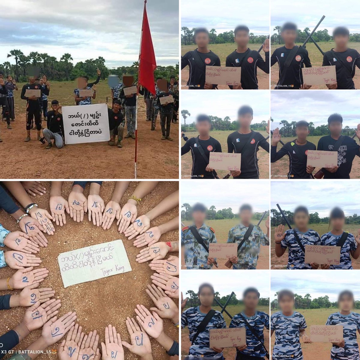 KYITHAR95368969's tweet photo. Online campaign led by the comrades of Tiger King from #ShweBo District staged to oppose the #MilitaryDictatorship by showing their solidarity with oppressed people on August 23.

#2022Aug23Coup                 
#CrimesAgainstHumanity             
#WhatsHappeningInMyanmar https://t.co/IKfN9mj6xH