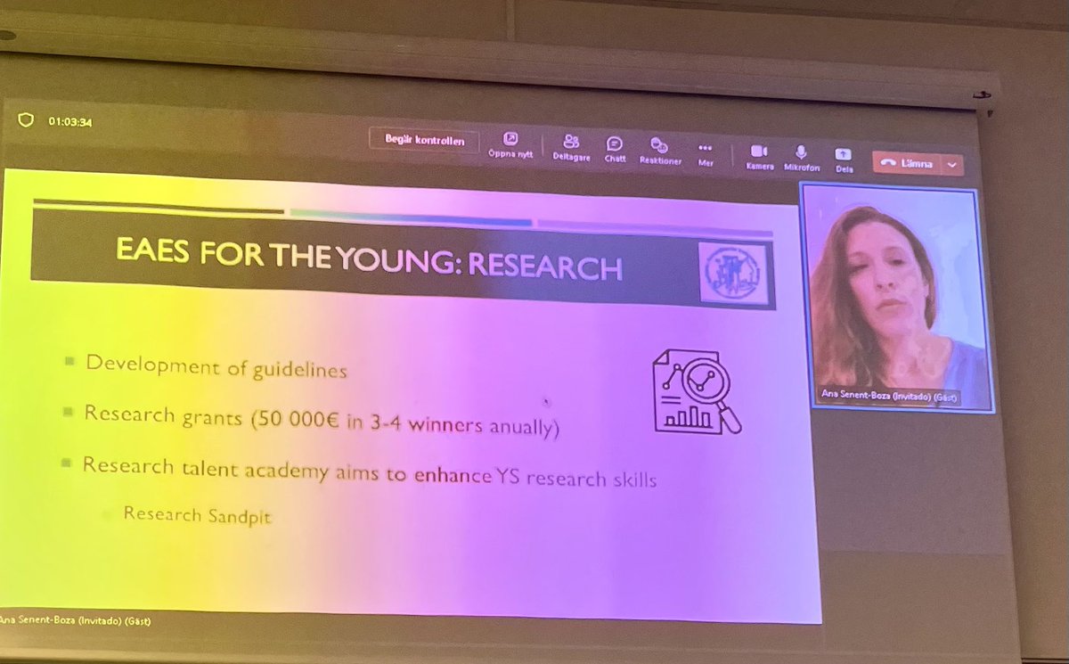 SvSIKT's tweet photo. SIKT program nu i E4 med Ana Senent-Boza som presenterar utbildningsmöjligheter inom EAES. #kirurgveckan2022 #kirurgveckan https://t.co/rScxRAXcFr