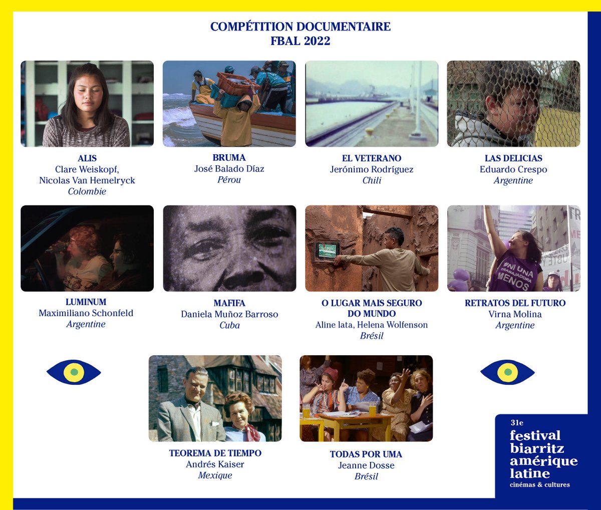 FestBiarritzAL's tweet photo. 🤩LA COMPÉTITION DOCUMENTAIRE DÉVOILÉE ! ✨
#FBAL2022
👉Découvrez tous les détails de la compétition:
https://t.co/pUaW9UIQuh
***
🤩¡LA COMPETENCIA DE DOCUMENTALES REVELADA! ✨
#FBAL2022
👉 Descubran todos los detalles de la competencia: https://t.co/pUaW9UIQuh https://t.co/fQYBm4EhBo