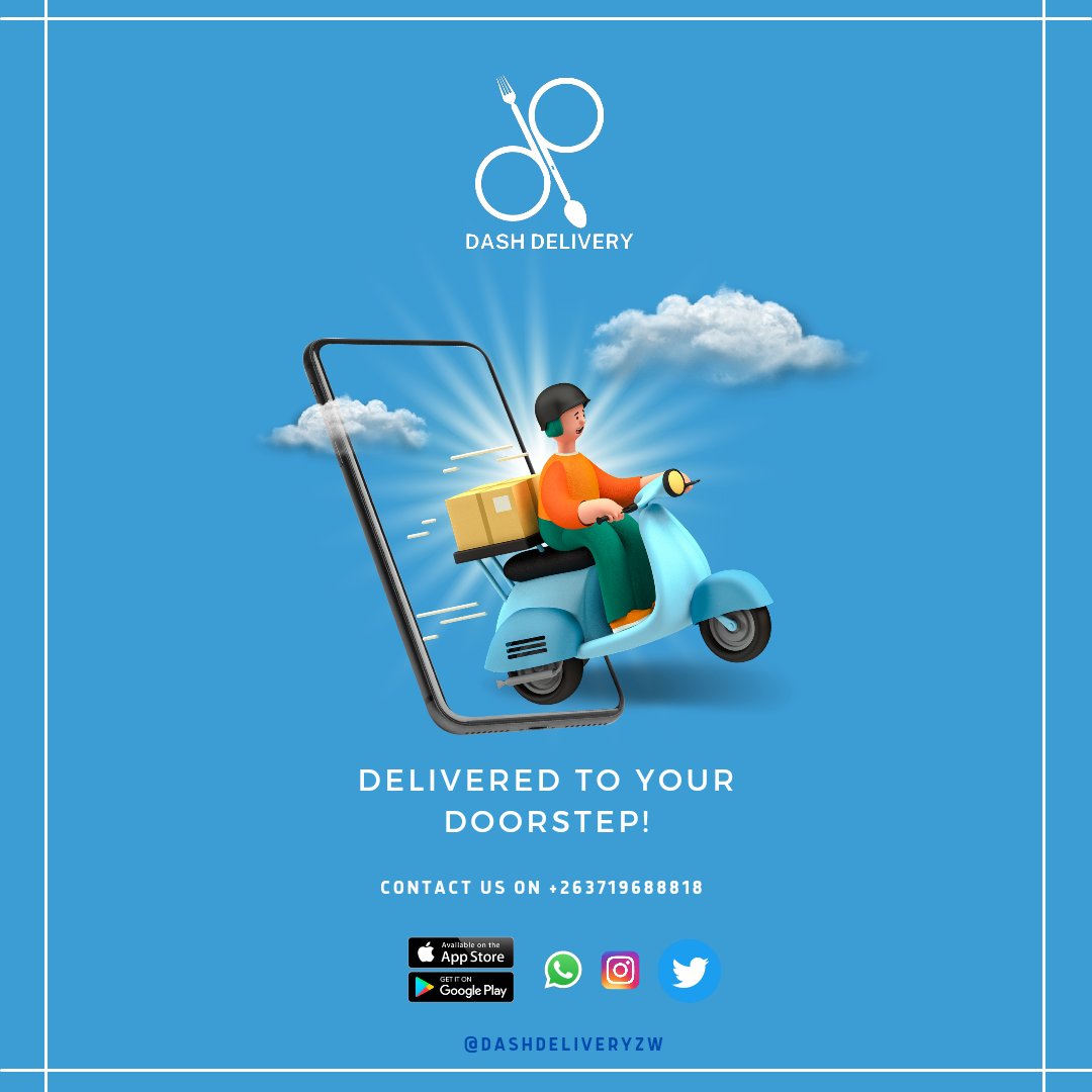 DashDeliveryzw's tweet photo. Be it your favourite meal, your OTC medication, your miscellaneous errands or collections, Dash has you covered! Now that’s convenience!
Download the Dash Delivery App or Whatsapp on +263719688818 https://t.co/RSKFqDRttn