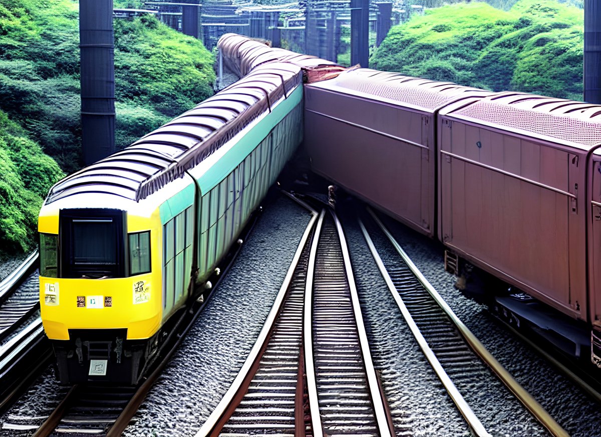 Aiに電車の画像を作らせると 電車と線路 まではクリアできるが高確率でヤバい事故が起きる Togetter