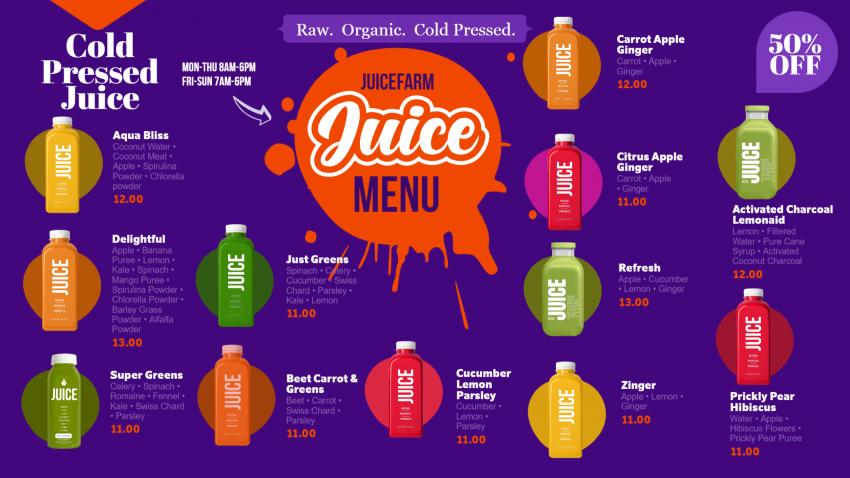 dsmenu's tweet image. Juice #Menu #Design for #digitalsignage for #restaurants and #restaurantmarketing.Don&apos;t forget:bit.ly/3QEYKAu