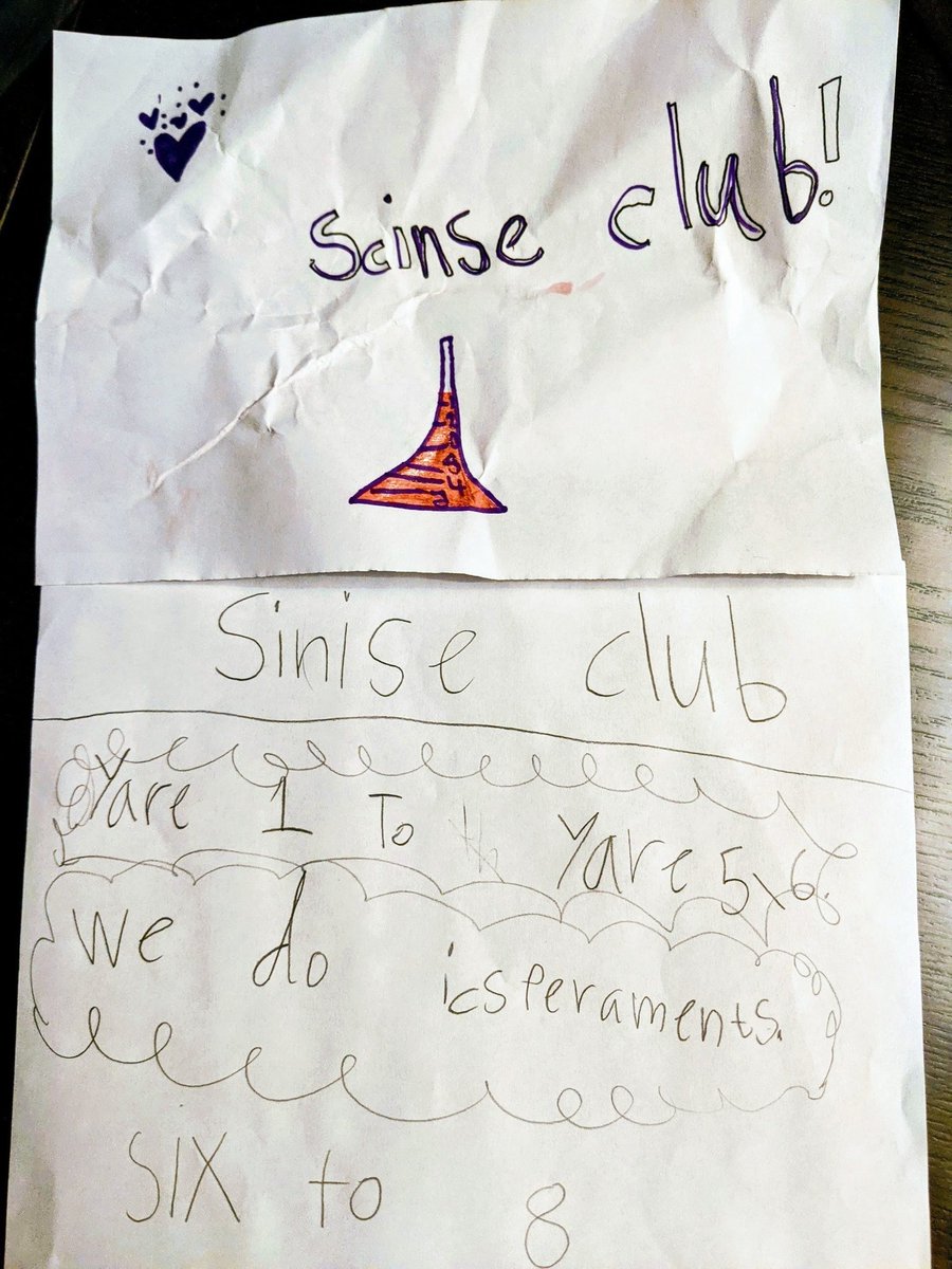 scientist_mum's tweet photo. A few days after my #littlescientist workshop, a little girl showed me this, her friend in Year 1 decided to start a club! 🥹 I love the poster, they are learning to sound words out!
#heartwarming #seeherbeher #StemEducation #impact #joy #inspired @WITWA #girlinscience https://t.co/VZk7e6VwSg