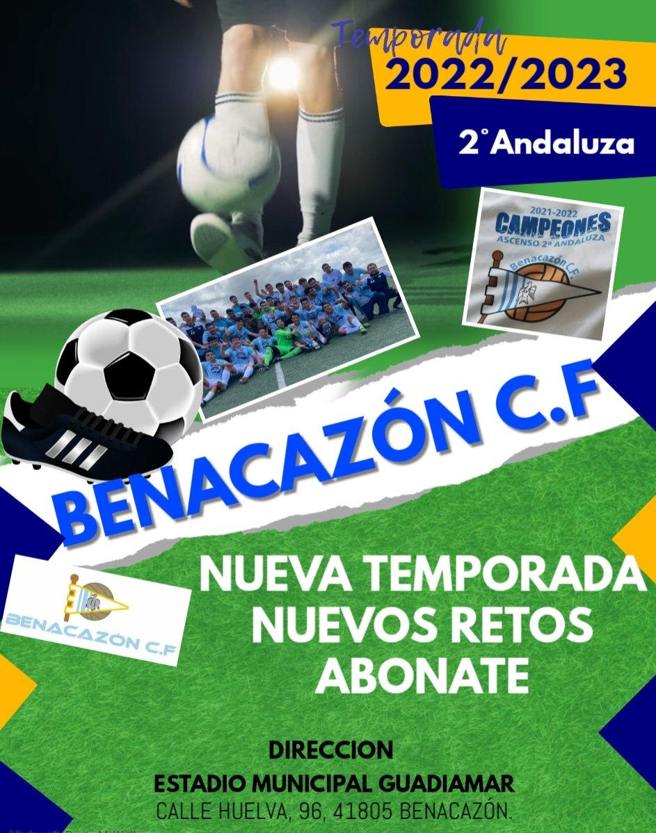 CAMPAÑA DE ABONADOS 22/23

SIGAMOS CRECIENDO JUNTOS.

Adulto - 35
Infantil - 10 (-16años)
Pensionista - 20.

Horario de oficina: L-V, 18:00 - 20:00.