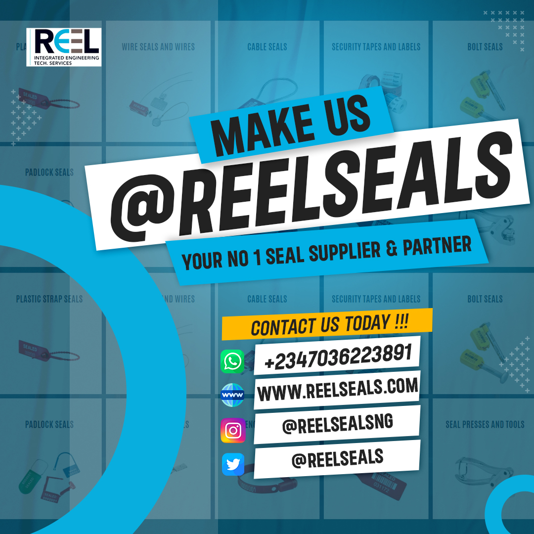 ReelSeals's tweet photo. Don’t wait. The time will never be just right.
We offer you the joy of getting the Best for your business.
#securityseals #cargo #postal #Abuja  #Nigeria 
@cargonaija @Speedafng @Logistics_AMG @gwxlogistics @GIGMobility @JumiaNigeria @ShopKonga @DaleyLogistics @aedcelectricity https://t.co/PLNNIYd9kV