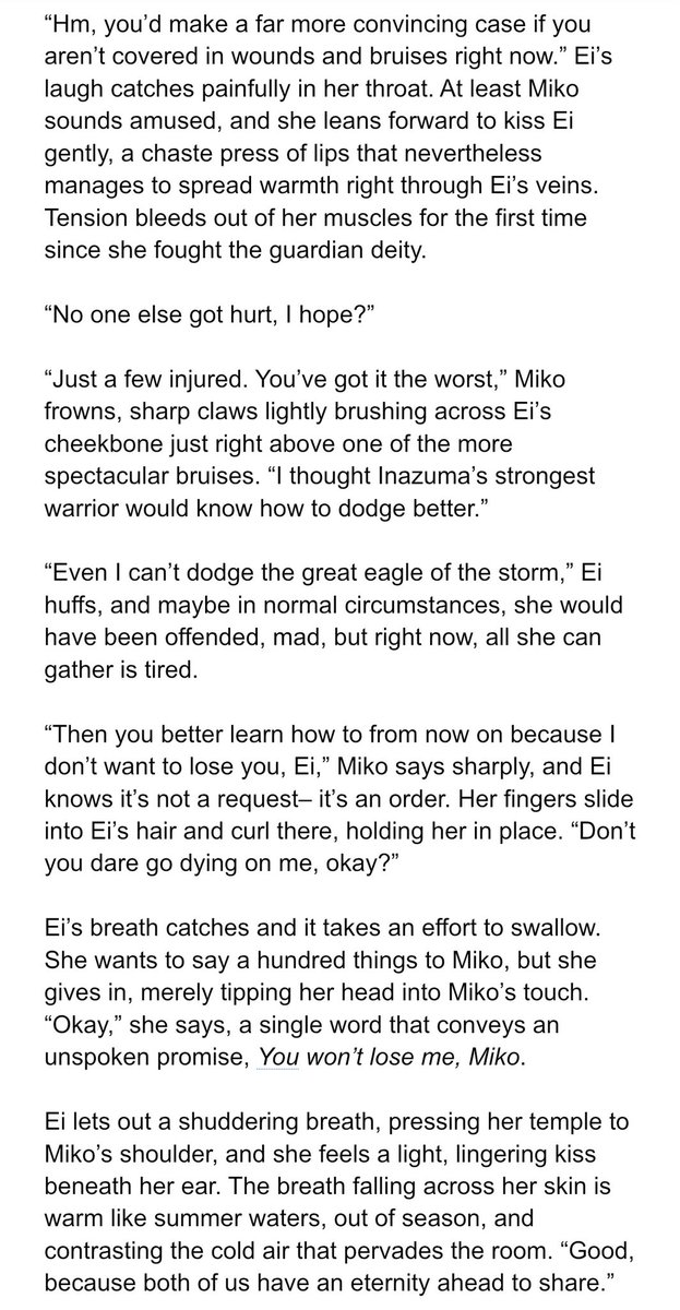 #10DaysOfEimiko
day 2: injury/care, hurt/comfort
(old #eimiko wip of mine that never made it out of the drafts)