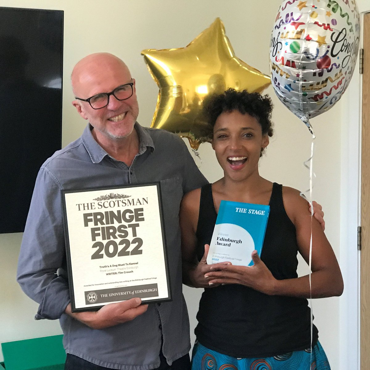 We've loved having @thistimcrouch & @marastoryteller's award wining shows as part of #LyceumAtTheFestivals - a huge congrats! 🏆Truth's a Dog Must to Kennel @TheScotsman #FringeFirst 🏆Blood & Gold @thestage Edinburgh Award Only 5 chances left to see them from tomorrow!