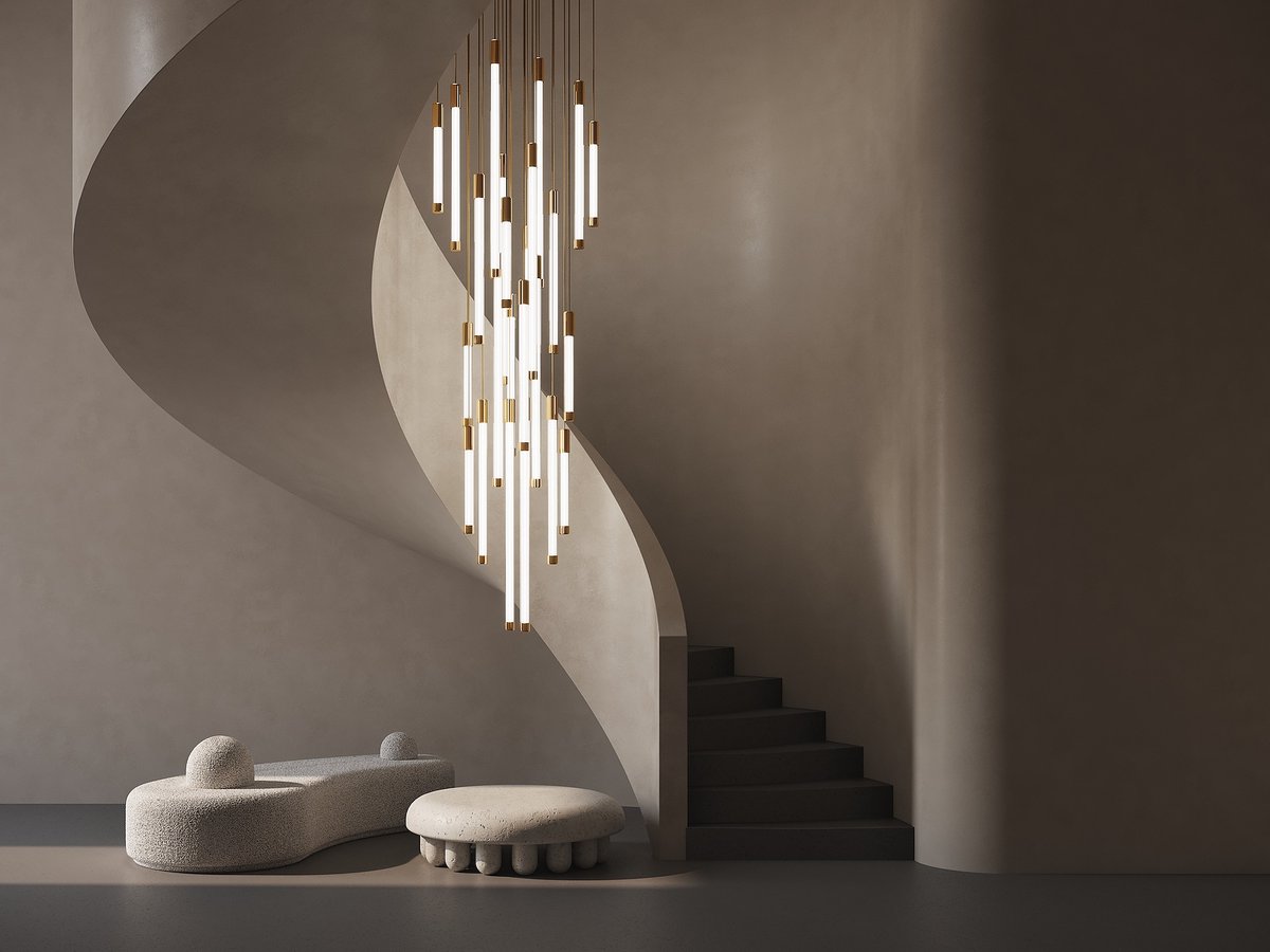 London-based studio <a href="/HaberdasheryLTD/">Haberdashery Lighting</a> will be lighting up #DesignLondon with an installation of their design favourite Flux. The installation will shine with its slender glass tubes suspended from minimal ceiling plates and come alive with animated light streaming down from above