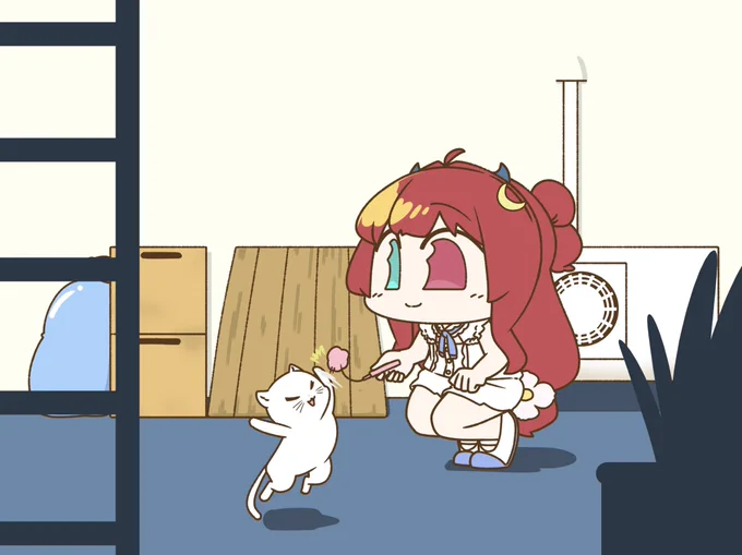 ロアちゃんとお猫ロアちゃん最近あ散歩できてる〜?夏は虫をよくみて近寄ってくるのにはひぃ!てなるけど猫がいるとにんまり嬉し笑顔になるねロアちゃんがお散歩できてて話したいことあったら何時か話聞きたいねロアちゃんのあ散歩に楽しいイベントあれ〜 #ロアート 
