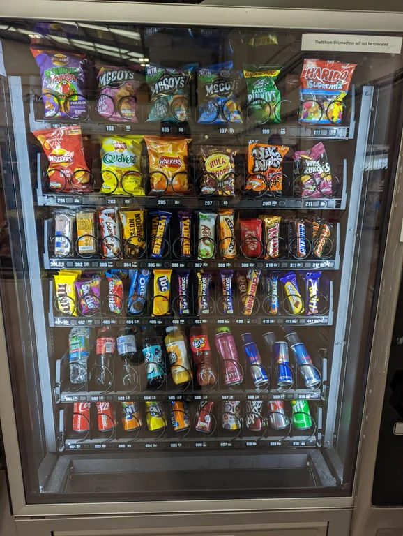 ladbible's tweet photo. Now THAT is a vending machine.

One drink and two snacks, what are you picking? https://t.co/G6aZkYTLTE